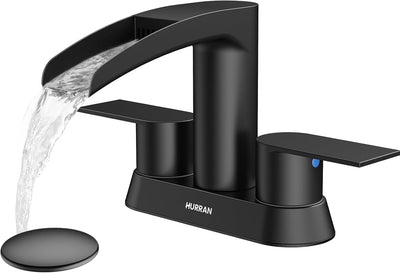 Hurran 4 Inch Bathroom Faucets with Pop-up Drain, Stainless Steel 2-Handle