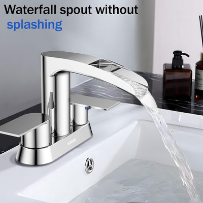 Hurran 4 Inch Bathroom Faucets with Pop-up Drain, Stainless Steel 2-Handle