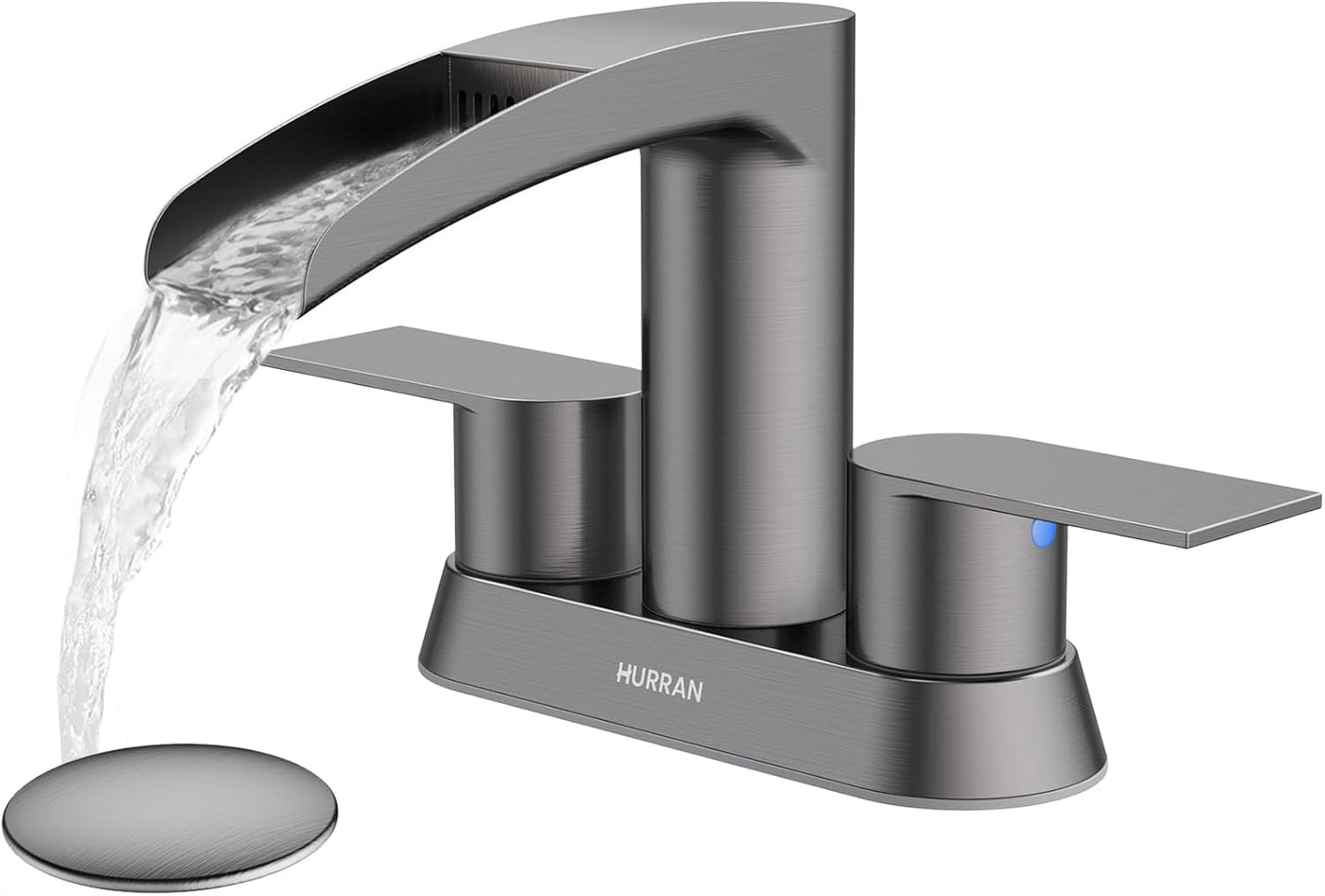 Hurran 4 Inch Bathroom Faucets with Pop-up Drain, Stainless Steel 2-Handle