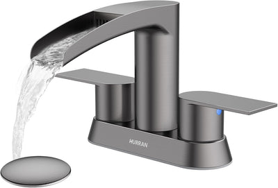 Hurran 4 Inch Bathroom Faucets with Pop-up Drain, Stainless Steel 2-Handle
