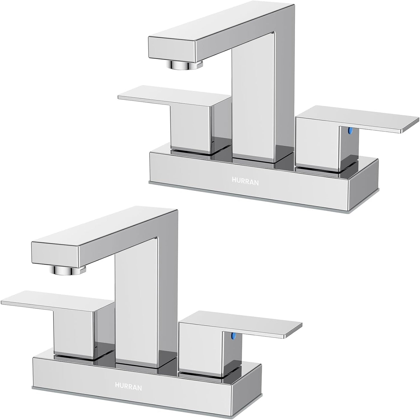 Hurran 4 inch Bathroom Faucets for Sink 3 Hole with Pop-up Drain and Supply Lines