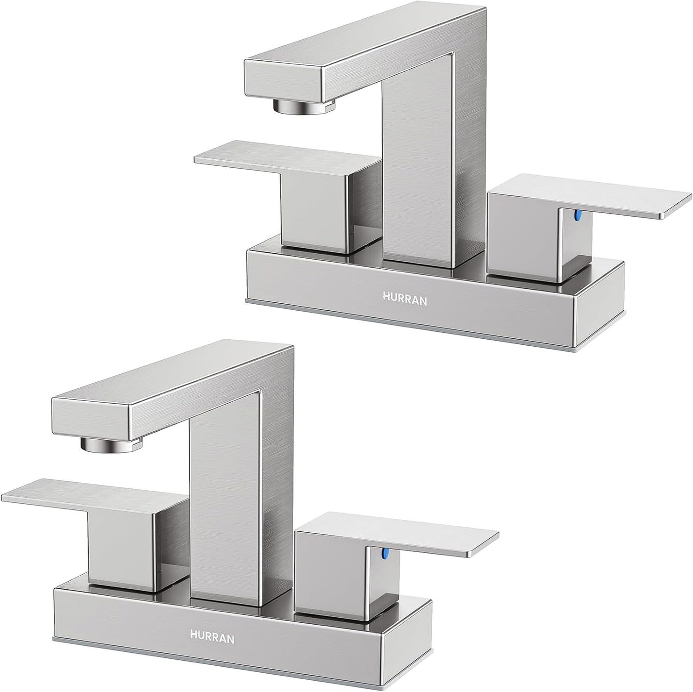 Hurran 4 inch Bathroom Faucets for Sink 3 Hole with Pop-up Drain and Supply Lines