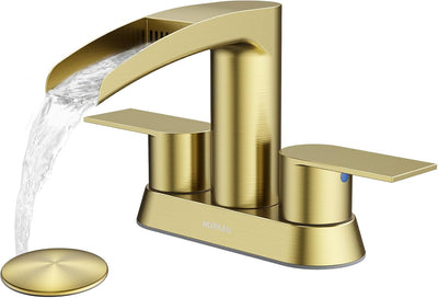 Hurran 4 Inch Bathroom Faucets with Pop-up Drain, Stainless Steel 2-Handle