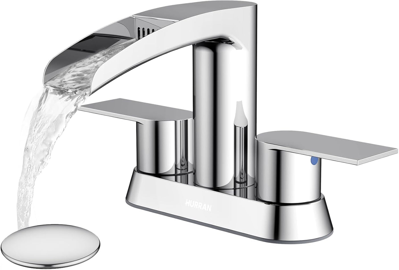 Hurran 4 Inch Bathroom Faucets with Pop-up Drain, Stainless Steel 2-Handle