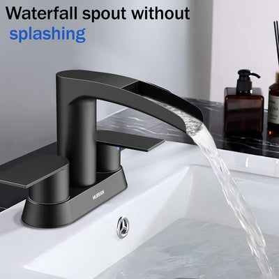 Hurran 4 Inch Bathroom Faucets with Pop-up Drain, Stainless Steel 2-Handle