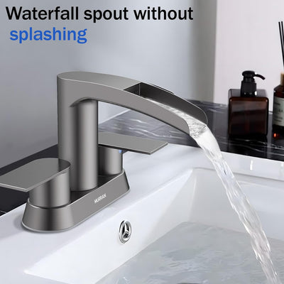 Hurran 4 Inch Bathroom Faucets with Pop-up Drain, Stainless Steel 2-Handle