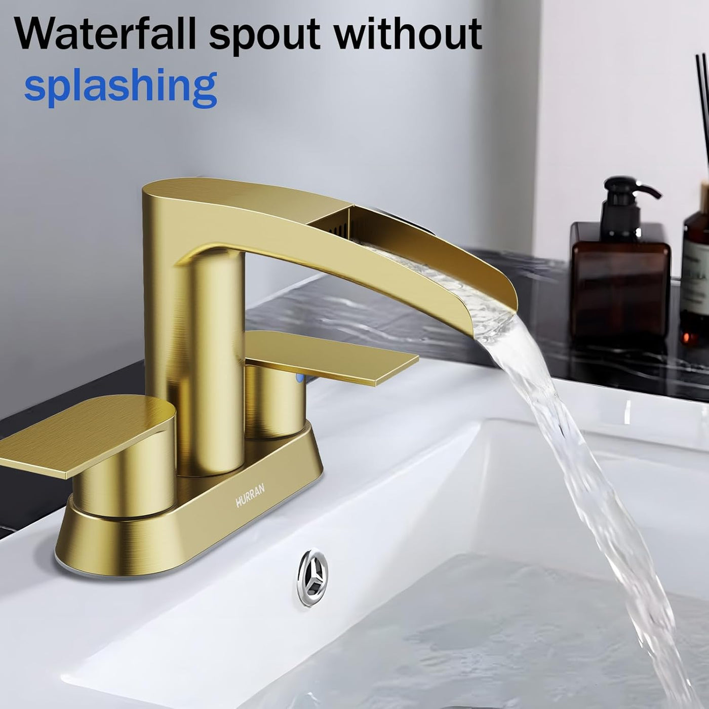 Hurran 4 Inch Bathroom Faucets with Pop-up Drain, Stainless Steel 2-Handle