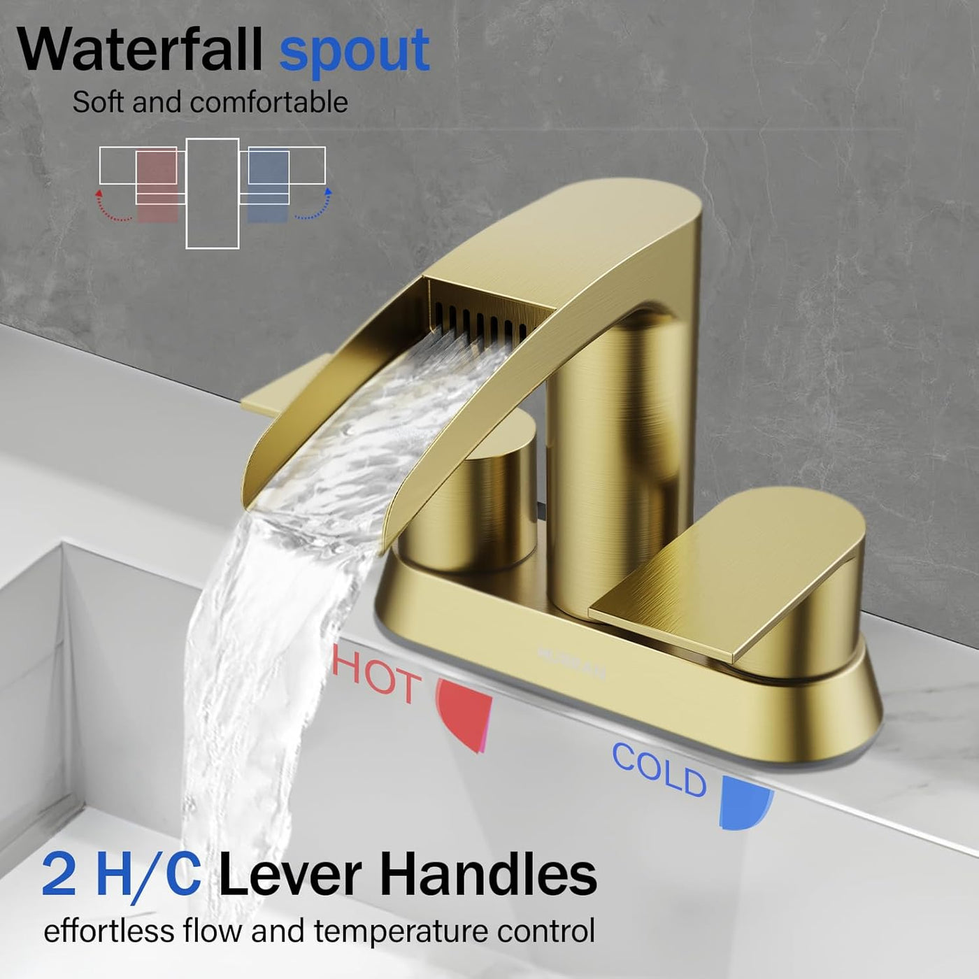 Hurran 4 Inch Bathroom Faucets with Pop-up Drain, Stainless Steel 2-Handle