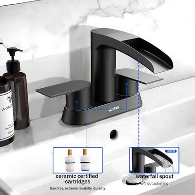 Hurran 4 Inch Bathroom Faucets with Pop-up Drain, Stainless Steel 2-Handle