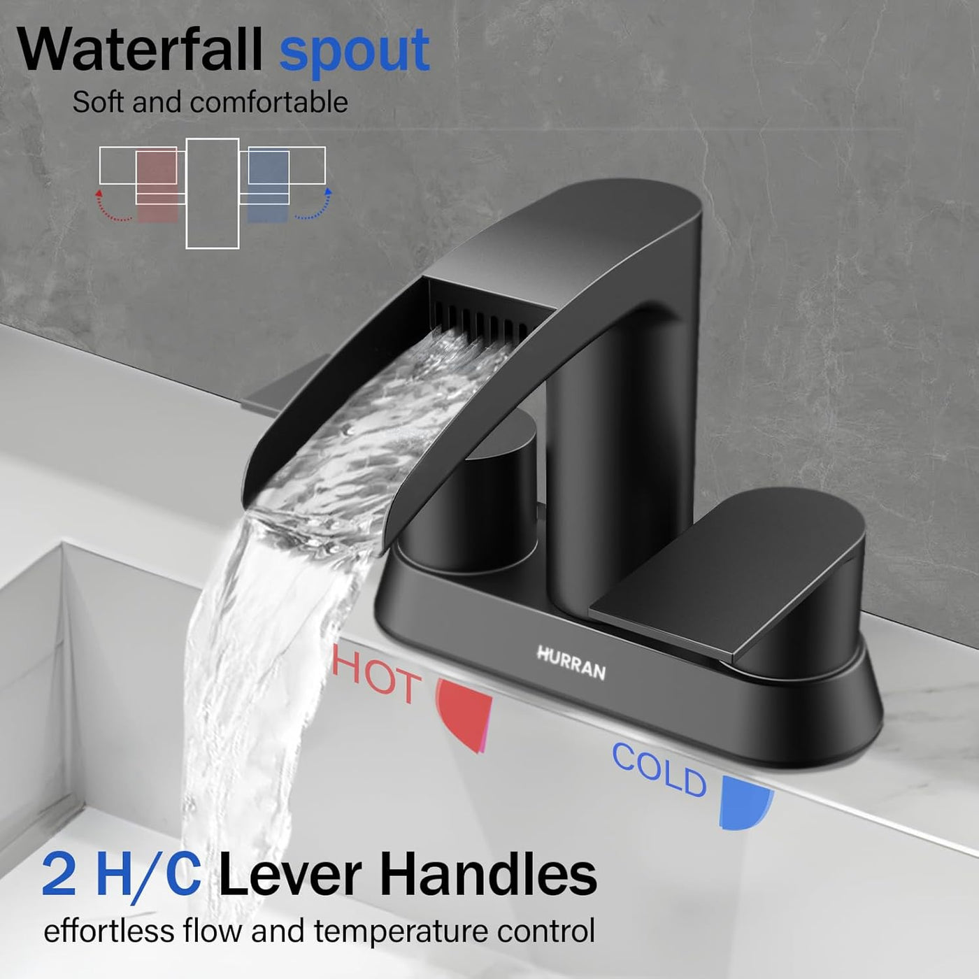 Hurran 4 Inch Bathroom Faucets with Pop-up Drain, Stainless Steel 2-Handle