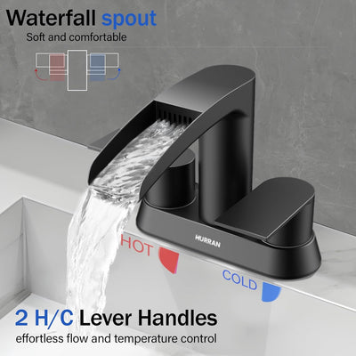 Hurran 4 Inch Bathroom Faucets with Pop-up Drain, Stainless Steel 2-Handle