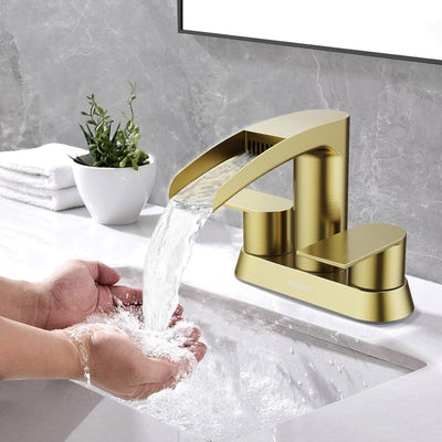 Hurran 4 Inch Bathroom Faucets with Pop-up Drain, Stainless Steel 2-Handle