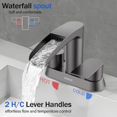 Hurran 4 Inch Bathroom Faucets with Pop-up Drain, Stainless Steel 2-Handle