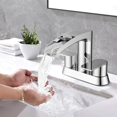 Hurran 4 Inch Bathroom Faucets with Pop-up Drain, Stainless Steel 2-Handle