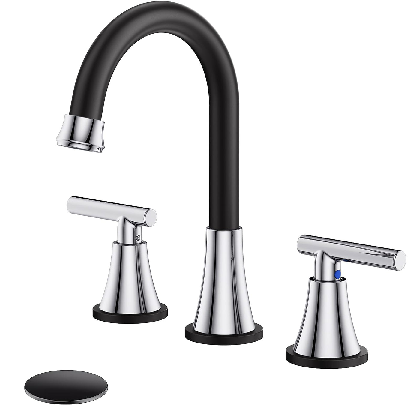 Hurran Bathroom Faucets For Sink 3 Hole With Pop-Up Drain And Supply Lines