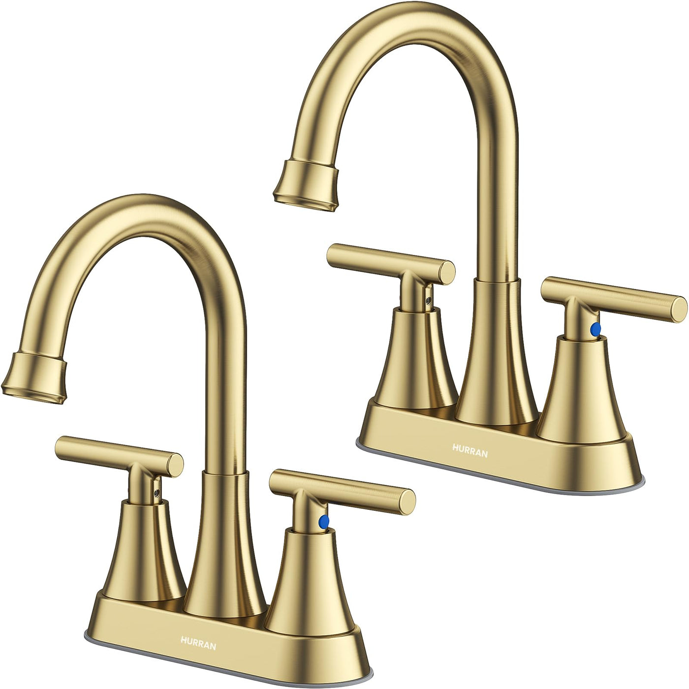 Hurran 4 inch Bathroom Faucets For Sink 3 Hole With Pop-Up Drain & 2 Supply Hoses