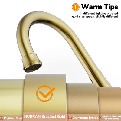 Hurran 4 inch Bathroom Faucets For Sink 3 Hole With Pop-Up Drain & 2 Supply Hoses