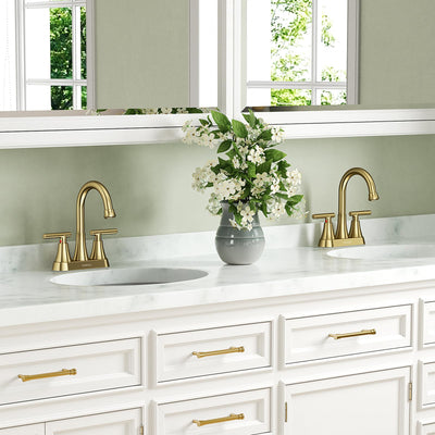 Hurran 4 inch Bathroom Faucets For Sink 3 Hole With Pop-Up Drain & 2 Supply Hoses
