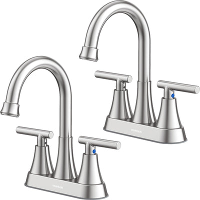 Hurran 4 inch Bathroom Faucets For Sink 3 Hole With Pop-Up Drain & 2 Supply Hoses