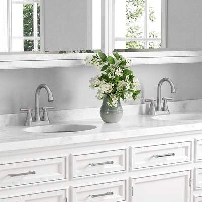 Hurran 4 inch Bathroom Faucets For Sink 3 Hole With Pop-Up Drain & 2 Supply Hoses