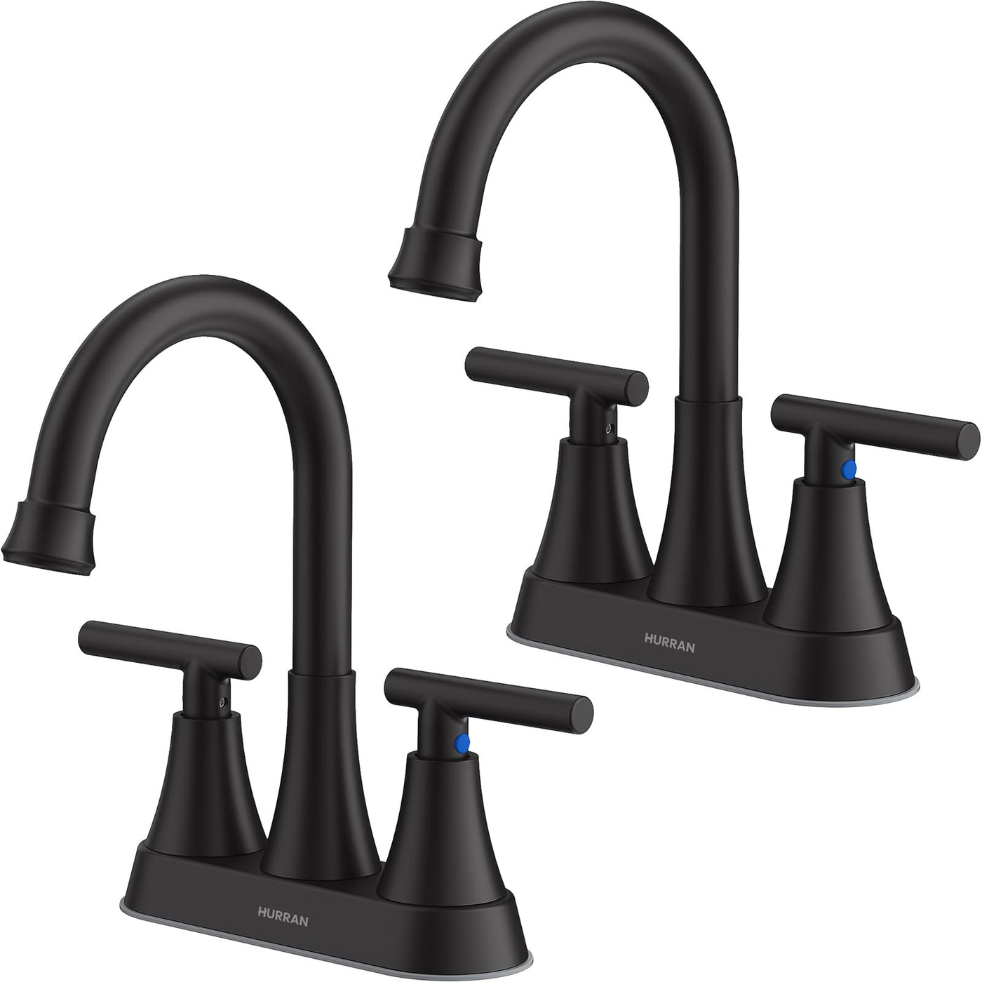 Hurran 4 inch Bathroom Faucets For Sink 3 Hole With Pop-Up Drain & 2 Supply Hoses