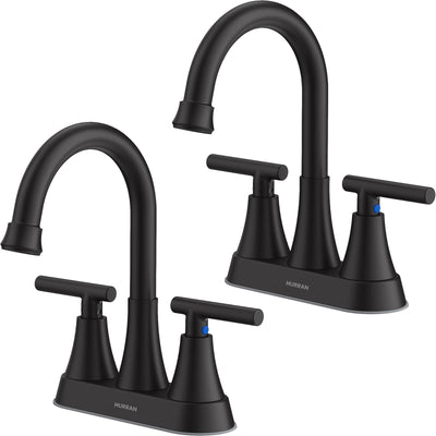 Hurran 4 inch Bathroom Faucets For Sink 3 Hole With Pop-Up Drain & 2 Supply Hoses