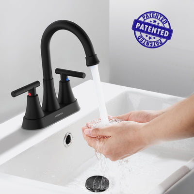Hurran 4 inch Bathroom Faucets For Sink 3 Hole With Pop-Up Drain & 2 Supply Hoses