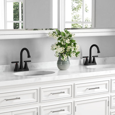 Hurran 4 inch Bathroom Faucets For Sink 3 Hole With Pop-Up Drain & 2 Supply Hoses